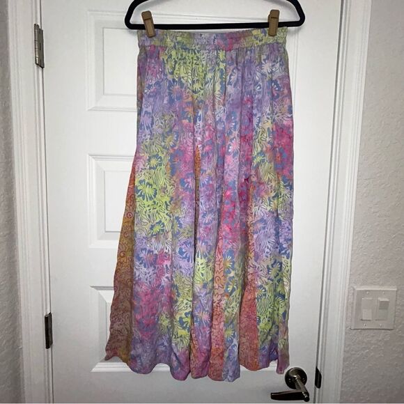 Norm Thompson Pull On Tie Dye Ombre Mix Floral Print Maxi Shirt - Picture 1 of 6